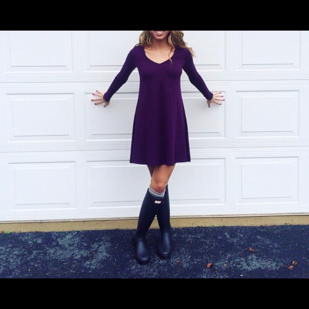 Dark Purple Long Sleeve Dress